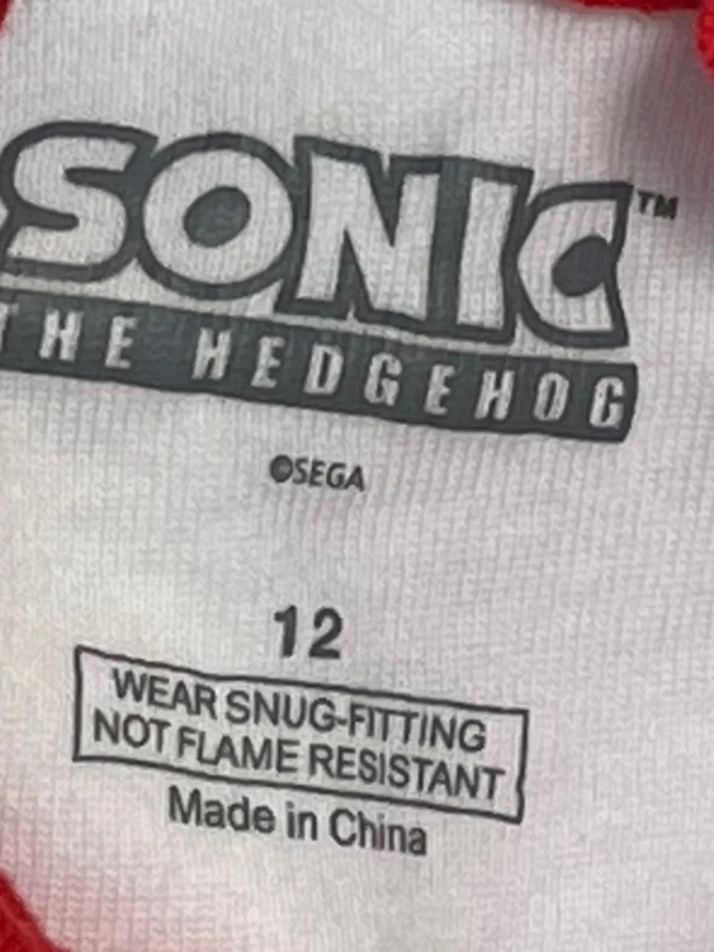 Sonic The Hedge Hog Sleepwear Boys Size 12